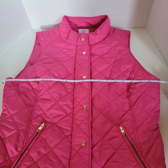 Crown & Ivy Vest Hot Pink W/ Gold Accents Size Large Zipper & Button Overlay EUC - Picture 9 of 10